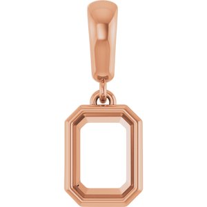 18K Rose Gold 7x5 mm Emerald Charm/Pendant Mounting – image 2