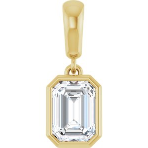 18K Yellow Gold 7x5 mm Emerald Charm/Pendant Mounting