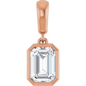18K Rose Gold 7x5 mm Emerald Charm/Pendant Mounting