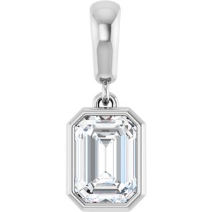 Platinum 7x5 mm Emerald Charm/Pendant Mounting