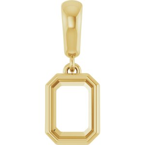 14K Yellow Gold 7x5 mm Emerald Charm/Pendant Mounting – image 2