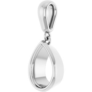 10K White Gold 10x7 mm Pear Charm/Pendant Mounting – image 4