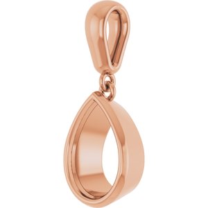 18K Rose Gold 10x7 mm Pear Charm/Pendant Mounting – image 4