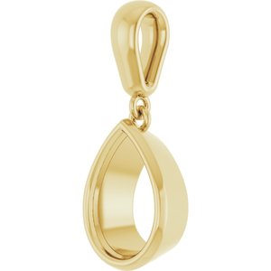 18K Yellow Gold 10x7 mm Pear Charm/Pendant Mounting – image 4