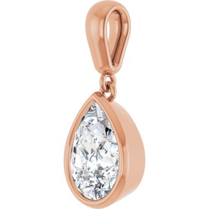 18K Rose Gold 10x7 mm Pear Charm/Pendant Mounting – image 3
