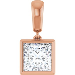 14K Rose Gold 6.5x6.5 mm Square Charm/Pendant Mounting