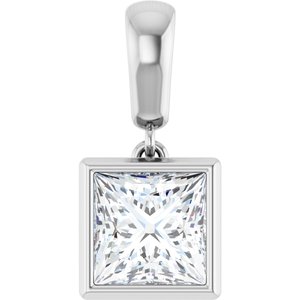 14K White Gold 6.5x6.5 mm Square Charm/Pendant Mounting