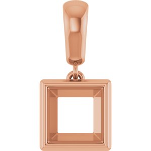 18K Rose Gold 6.5x6.5 mm Square Charm/Pendant Mounting – image 2