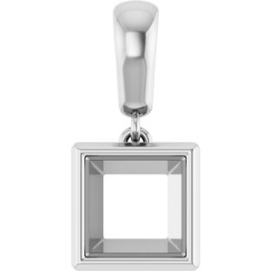14K X1 White Gold 6.5x6.5 mm Square Charm/Pendant Mounting – image 2