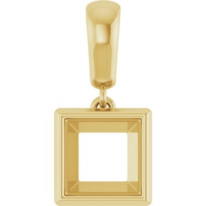 18K Yellow Gold 6.5x6.5 mm Square Charm/Pendant Mounting – image 2