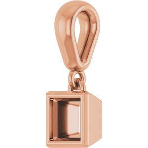 10K Rose Gold 4x4 mm Square Charm/Pendant Mounting – image 4