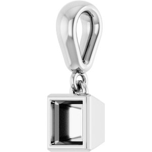 10K White Gold 4x4 mm Square Charm/Pendant Mounting – image 4