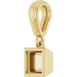 14K Yellow Gold 4x4 mm Square Charm/Pendant Mounting – image 4