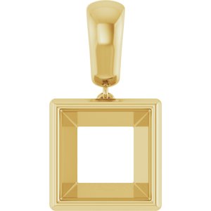 18K Yellow Gold 10x10 mm Square Charm/Pendant Mounting – image 2