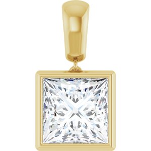 18K Yellow Gold 10x10 mm Square Charm/Pendant Mounting