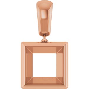 18K Rose Gold 10x10 mm Square Charm/Pendant Mounting – image 2