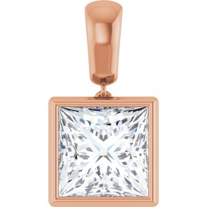 14K Rose Gold 10x10 mm Square Charm/Pendant Mounting