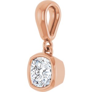 10K Rose Gold 5x5 mm Cushion Charm/Pendant Mounting – image 3
