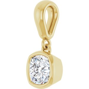 14K Yellow Gold 5x5 mm Cushion Charm/Pendant Mounting – image 3