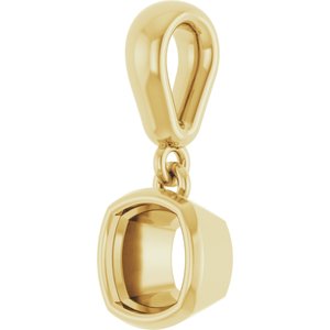 14K Yellow Gold 5x5 mm Cushion Charm/Pendant Mounting – image 4