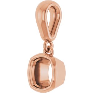 10K Rose Gold 5x5 mm Cushion Charm/Pendant Mounting – image 4