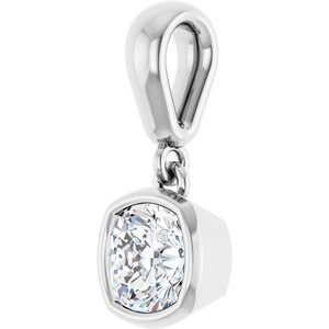 14K X1 White Gold 5x5 mm Cushion Charm/Pendant Mounting – image 3
