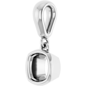14K X1 White Gold 5x5 mm Cushion Charm/Pendant Mounting – image 4