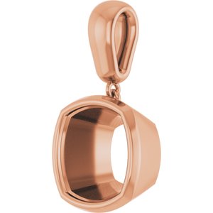 14K Rose Gold 11x11 mm Cushion Charm/Pendant Mounting – image 4