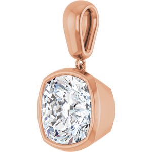 18K Rose Gold 11x11 mm Cushion Charm/Pendant Mounting – image 3