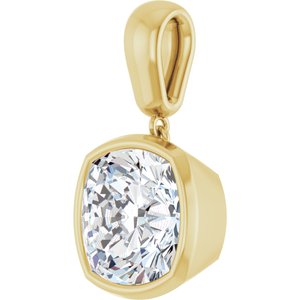 18K Yellow Gold 11x11 mm Cushion Charm/Pendant Mounting – image 3