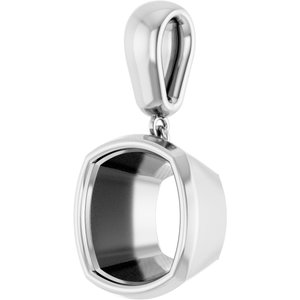 10K White Gold 11x11 mm Cushion Charm/Pendant Mounting – image 4