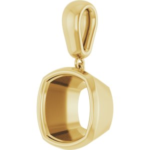 14K Yellow Gold 11x11 mm Cushion Charm/Pendant Mounting – image 4