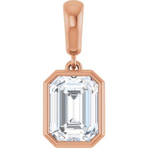 14K Rose Gold 8x6 mm Emerald Charm/Pendant Mounting