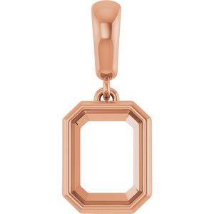 14K Rose Gold 8x6 mm Emerald Charm/Pendant Mounting – image 2