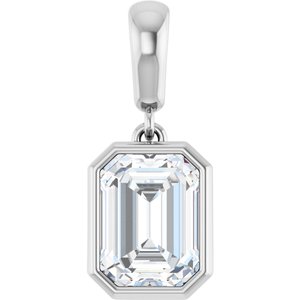 Platinum 8x6 mm Emerald Charm/Pendant Mounting