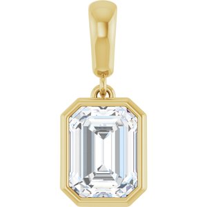 18K Yellow Gold 8x6 mm Emerald Charm/Pendant Mounting