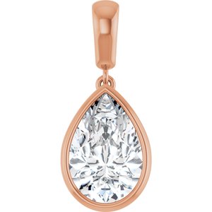 10K Rose Gold 12x8 mm Pear Charm/Pendant Mounting