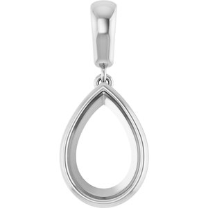 14K White Gold 12x8 mm Pear Charm/Pendant Mounting – image 2