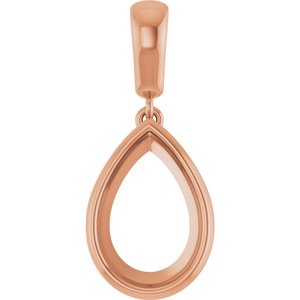 10K Rose Gold 12x8 mm Pear Charm/Pendant Mounting – image 2