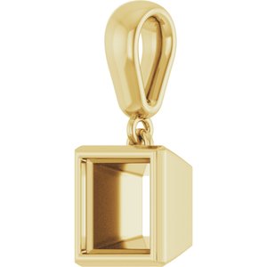 14K Yellow Gold 6x6 mm Square Charm/Pendant Mounting – image 4