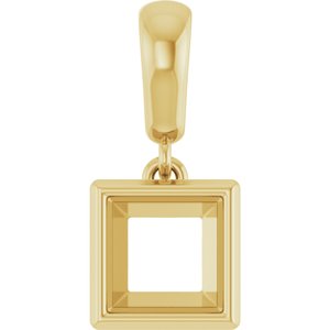 10K Yellow Gold 5.5x5.5 mm Square Charm/Pendant Mounting – image 2