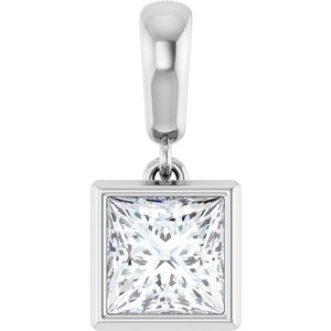 14K X1 White Gold 5.5x5.5 mm Square Charm/Pendant Mounting