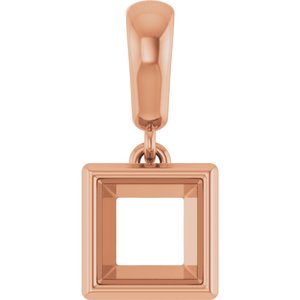 14K Rose Gold 5.5x5.5 mm Square Charm/Pendant Mounting – image 2