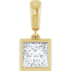 18K Yellow Gold 5.5x5.5 mm Square Charm/Pendant Mounting