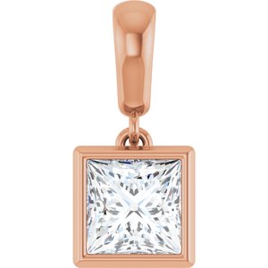 10K Rose Gold 5.5x5.5 mm Square Charm/Pendant Mounting