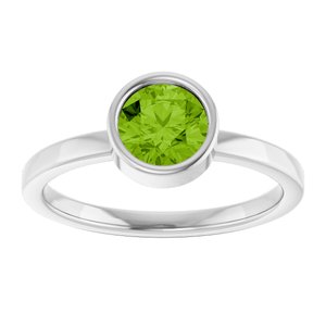 Rhodium-Plated Sterling Silver 6 mm Imitation Peridot Ring