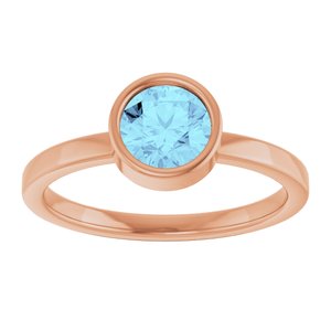 14K Rose Gold 6 mm Natural Aquamarine Ring