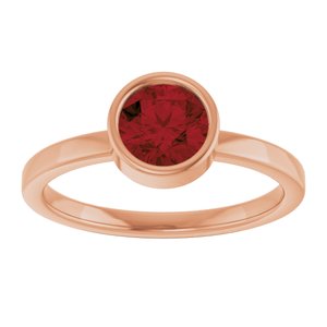 14K Rose Gold 6 mm Natural Mozambique Garnet Ring