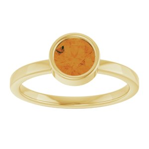 14K Yellow Gold 6 mm Natural Citrine Ring