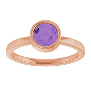14K Rose Gold 6 mm Natural Amethyst Ring